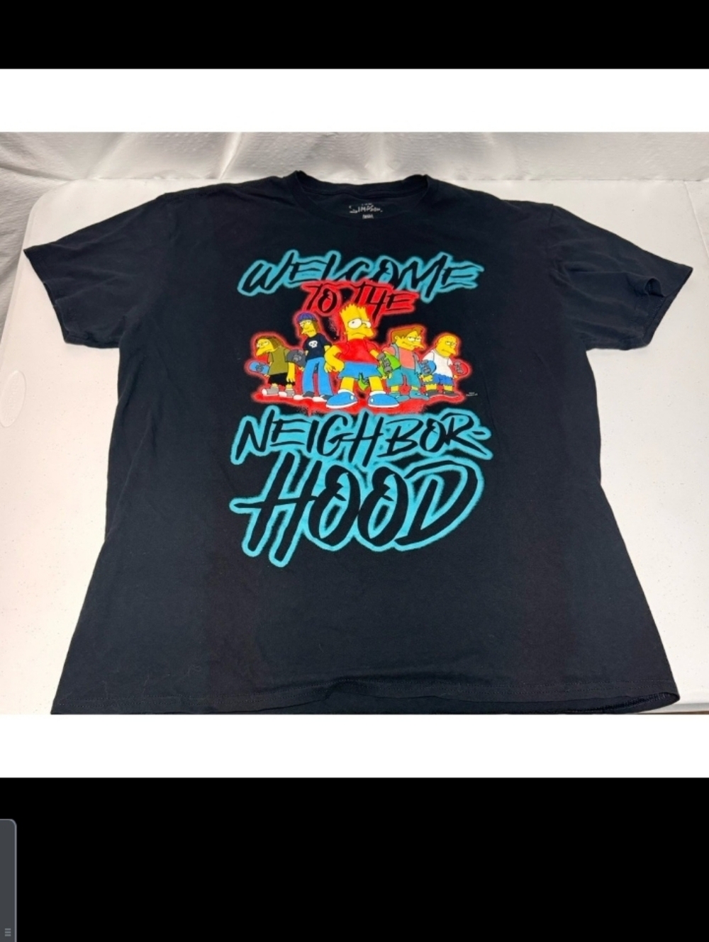 Simpsons Men's Black 'Welcome to the Neighborhood' Graphic T‑Shirt Size XL New